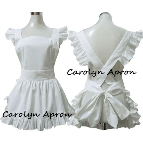 Women Kitchen Apron Plain White Cotton Japanese Elegant Ruffled Harajuku Soft Sister Cosplay Tablier de Cuisine Short Apron