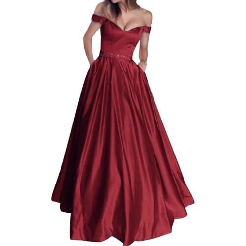 Autumn/Spring/Summer Women Sexy Solid Color V Neck Sleeveless Off Shoulder Evening Party Long Dress Fashion Womens Dress