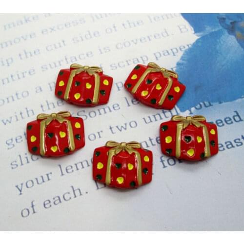 20Pcs Resin Christmas Gift Box Crafts Flatback Cabochon Scrapbooking Decorations Fit Hair Clips Embellishments Beads Diy
