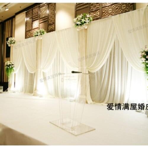 3M(H) * 6M(W) Pure White Wedding Backdrop wedding Stage curtain