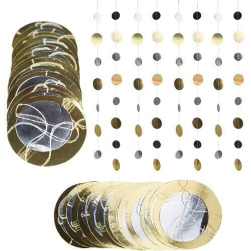 3 pcs Glitter Mix Gold and Silver Paper Garland Streamer Banner Hanging Decorations for Wedding Birthday Babyshower Party Decor
