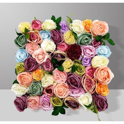 50x50cm Artificial Silk Rose Peony Flower Panels 3D Wedding Backdrop Wall Decoration Romantic Fake Flowers Stage Party Decor