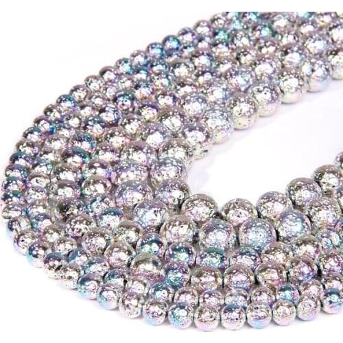 Natural Volcanic lava Stone Beads 6 8 10mm colourful Volcanic Lava Stone Round Loose Beads for Jewelry Making Braceles Accessory