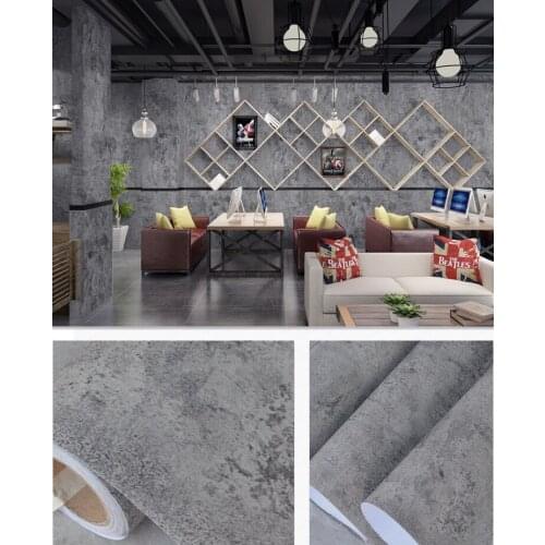 Cement Self-adhesive Wallpaper Dark Gray Vintage Concrete Wall Effect Wallpaper Plain PVC Wall Paper Bedroom Living Room Decor