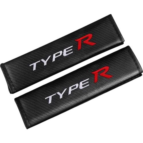 2pcs TYPER logo Carbon Fiber Car Seat Belt Case Seat Shoulder Pad Protection Cover For Honda City CR-V Accord FIT Crider Greiz