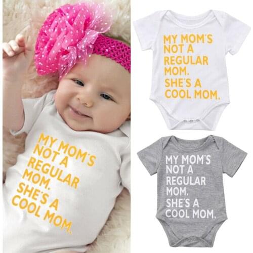 Hot Baby Rompers 0-18M Newborn Baby Girls Boy Letter Triangle Romper Playsuit Jumpsuit Sunsuit Clothes Fashion Brief Cool Mom