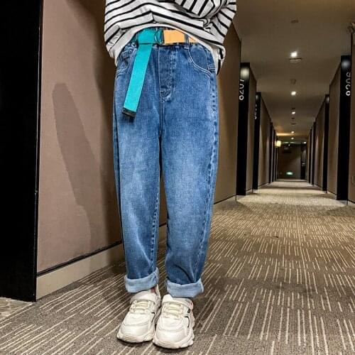 Kids Jeans for Girls Casual Teenage Elastic Waist Black Blue Denim Pants 5 To 15 Years Slim Trousers Childrens Clothing