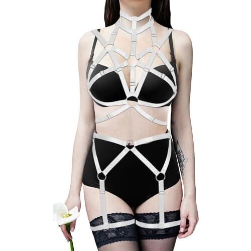 Exotic Costume Sexy Underwear 2 Piece Harness Set Garter Belts Women Straps Bra Top Waist Leg Body Bondage Club Pole Dance Rave