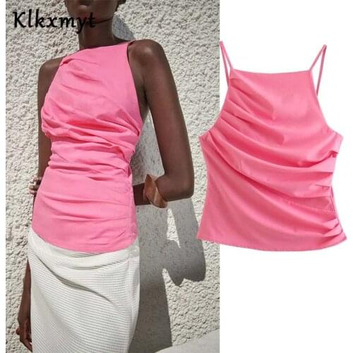 Klkxmyt Za Women 2021 Linen Camisole Crop Top Woman Thin Straps Sleeveless Corset Sexy Summer Tops Female Basic Tanks Camis