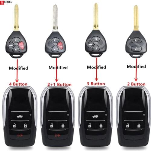 KEYECU 2 3 4 Buttons TOY43 Blade Modified Flip Key Shell Case FOB for Toyota Corolla Camry Reiz RAV4 Crown Avalon Venza Matrix