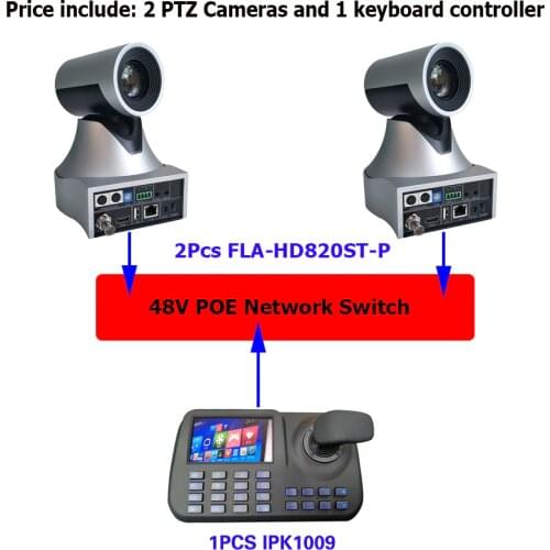 Video Conference Solution Kit Onvif Keyboard Controller 20x Zoom HDMI SDI PTZ IP POE Streaming Camera for Live Events