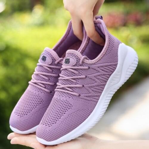 Womens Fashion Lace-Up Casual Women Sneakers Comfortable Breathable Ladies Running Shoes Light Womens Flat Mesh Size 42