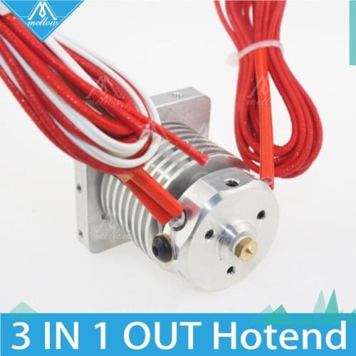 Multi-extrusion 3 In 1 Out Hotend Extruder Full kit Multi Color nozzel Hot End 0.4mm/1.75mm Filament for PLA ABS 3D printer