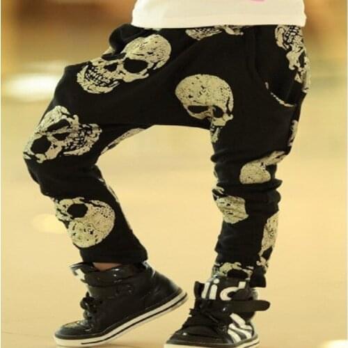 DK172 2020 Fashion Spring & Autumn Children clothing cotton boy pants girls loose-fitting pants 3-7 year skull pattern pants