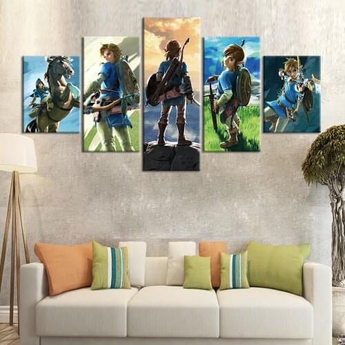 5 Panel Janpan Anime Modular Gamer Wall Art Canvas Game Posters Modern Pictures HD Paintings Home Decor Living Room Decoration