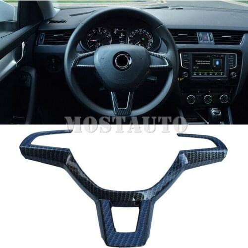 ABS Carbon Fiber Steering Wheel Button Cover Trim For Skoda Octavia MK3 A7 2014-2019 1pcs Car Accessories Interior Car Decor