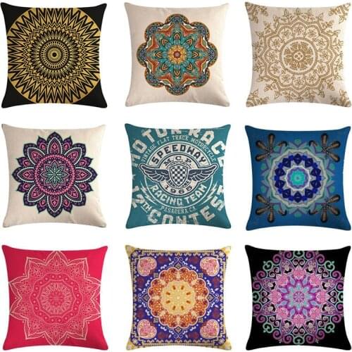 Bohemia Geometric Mandala Flower Cushion Covers Cotton Linen Throw Pillow Cover Sofa Bed Nordic Decorative 45x45cm Pillowcase