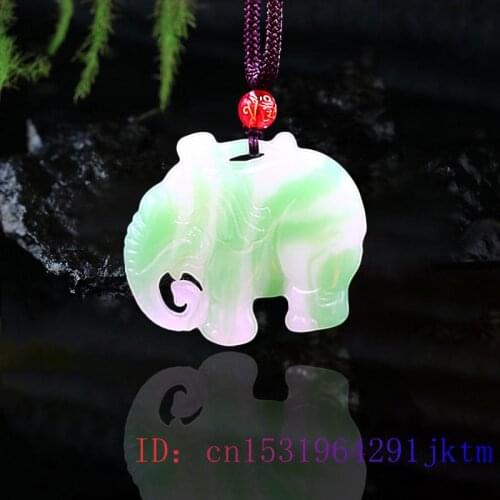 Jade Elephant Pendant Carved Charm Necklace Jewelry Chinese Jadeite Natural Double sided Fashion Green White Gifts Amulet