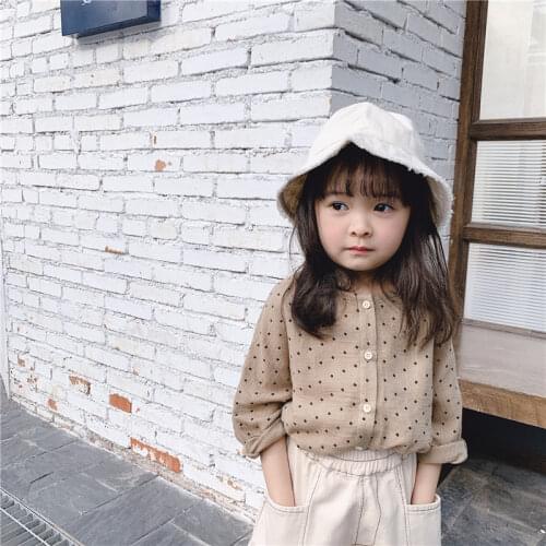 3375 Spring 2020 New Childrens Wear Girls Korean Shirt Small Dots Printed Long Sleeve Baby Girls Blouse Summer Shirt