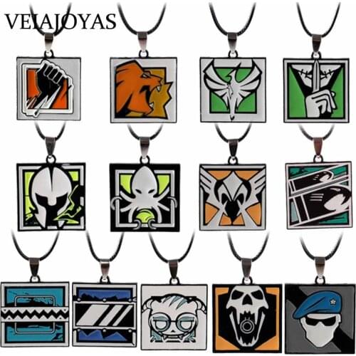 Game Rainbow Six Siege Alloy Pendants Necklace Rope Chain Choker Necklace for Women Men Charms Keychains Gifts Trendy Jewelry