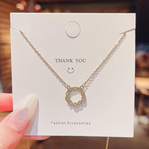 New Trendy Twist Circle Hollow Out Pendant Titanium Steel Necklace for Women 2021 Fashion Elegant Jewelry Female Clavicle Chain