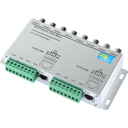 8CH HD CVI/TVI/AHD Passive Transceiver 8Channels Video Balun Adapter Transmitter BNC to UTP Cat5/5e/6 Cable 720P 1080P