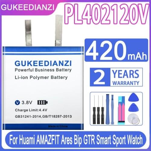 GUKEEDIANZI Replacement Battery PL402120V 420mAh For Huami AMAZFIT Ares Bip GTR Smart Sport Watch