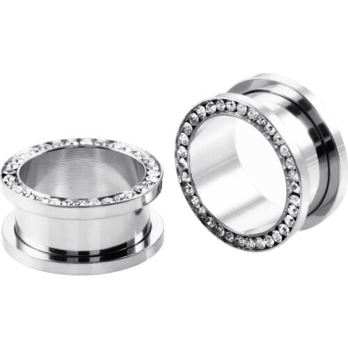2Pcs/lot Stainless Steel Ear Plugs and Tunnels Sparkling Ear Expansions Gauge Body Piercing Jewelry Woman Accesories
