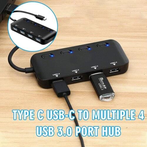 4 Port Type-C/USB to Multiple USB 3.0 HUB Super Speed Laptop Computer Adapter For Windows XP/Vista/Win7/8/10