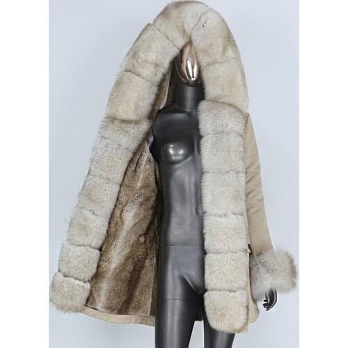 2021 Winter Jacket Women Real Fur Coat Thick Warm Natural Fox Fur Collar Hood Loose Long Parka Big Fur Outerwear Detachable