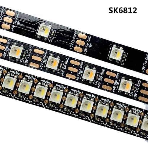 1m 2m 5m SK6812 (Similar WS2812B) RGBW RGBWW Strip 4 in 1 30/60/144 leds/m;Individual Addressable LED Strip IP20/IP65/IP67 DC5V