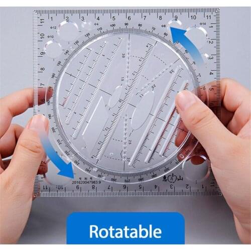 1pc Multifunctional Drawing Template Art Design Construction Architect Stereo Geometry Ellipse Drafting Scale Ruler Measuring
