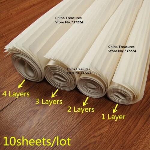 10sheets/lot,69*138cm,Chinese Rice Paper Xuan Paper for Ceng Gang Landscape Painting Hand made Xuan Zhi 1/2/3/4 Layers White