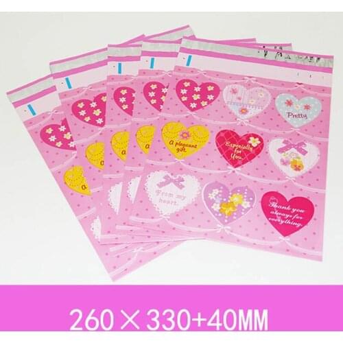 2000Pcs/lot heart-shaped pattern Plastic Post Mail Bags Poly Mailer Self Sealing Mailer Packaging Envelope Courier express bag