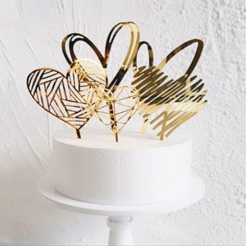 2021 Acrylic Letter Happy Birthday Love Flag Cake Topper Gold Silver Cake Top Flag Decoration Birthday Party Wedding Supplies