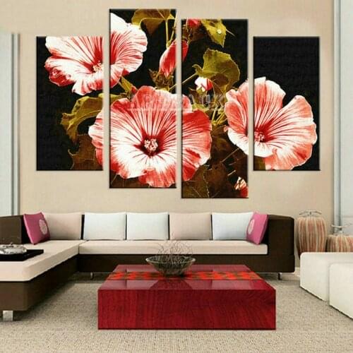 4pcs/set flower 5D diamond embroidered red trumpet diy diamond painting tulip full square drill mosaic painting home decoration