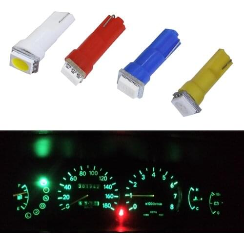 40PCS T5-5050-1SMD Instrument Lights 12V 1W COB Bulb Car Brake Lamp 216lm 6500K Reverse License plate Light Car Bulb