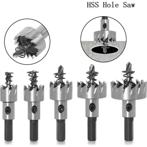 5Pcs Carbide Tip HSS Hole Saw Set Stainless Steel Metal Wood Cutter Tool 16-30mm Drill Bits For Aluminum Drilling