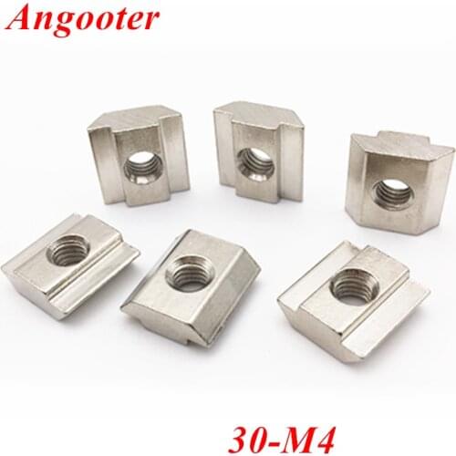 50pcs 30-M4 T Sliding Nut Slide Square Block Nuts M4 for 3030 series Aluminum Profile Extrusion Connector Groove 8mm