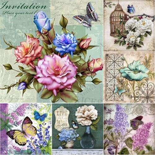 New 5D DIY Diamond Painting Flower Animal Cross Stitch Butterfly Diamond Embroidery Full Square Round Drill Art Home Decor Gift