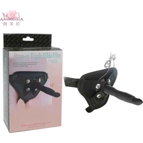 APHRODISIA 2017 7 Mode real silicone erotic toys vibrators Vibrating Silicone Strap-On dildo vibrator for Couples anal Sex toys