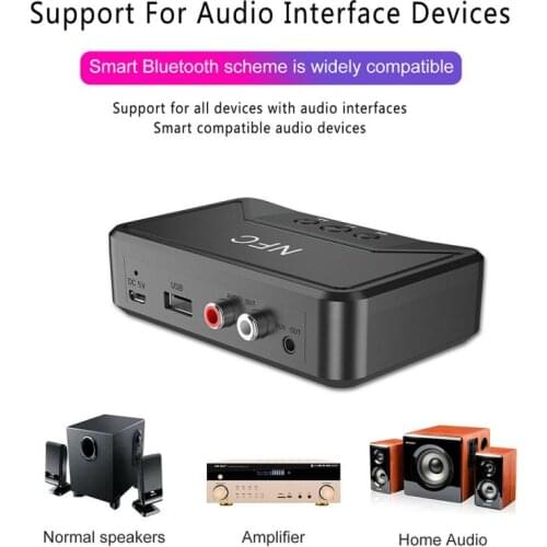 Bluetooth-compatible 5.2 RCA Audio Receiver Hands-free 3.5mm AUX Jack Music Wireless Adapter With Mic NFC For Car TV Speakers