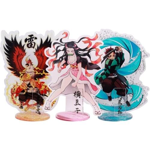 Anime Demon Slayer Keychain Kimetsu No Yaiba Kamado Tanjirou Standing Figure Card Prop Acrylic Peripheral Anime Ornaments