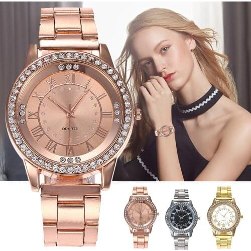 Womens Mens Quartz watch fashion Diamond trend Stainless Steel Analog Quartz Wrist Watch Roman numeral dial reloj hombre 04