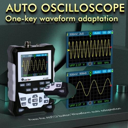 TOOLTOP DS0120M Digital Oscilloscope 120MHz Bandwidth 500MSa/s Sampling Rate Professional Tool with Backlight Waveform Storage