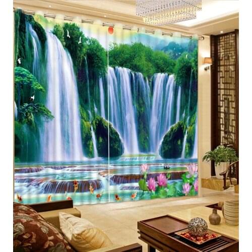 European Curtains Photo Painted 3D Curtain Living room High quality custom 3d curtain fabric waterfall 3d curtains