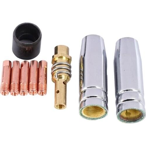Hot 9Pcs/Set 15Ak Mig/ Welding Nozzle Contact Tips 0.8X25Mm M6 Gas Connector Holder Set Ad068