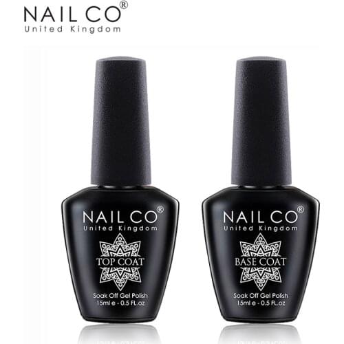 NAIL CO Gel Nail Polish 15ml Base Foundation and No Wipe Top Coat Transparent Primer Soak off Lacquer Rose Gold Varnish