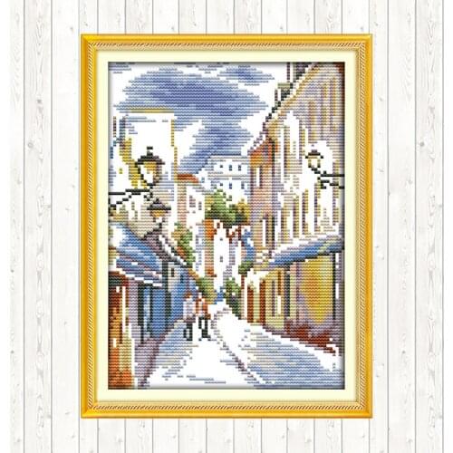 Joy Sunday Counted Cross Stitch Kit Printed Canvas Embroidery Kit DMC Cotton Thread DIY Hand Crafts 14ct 11ct Landscape Painting