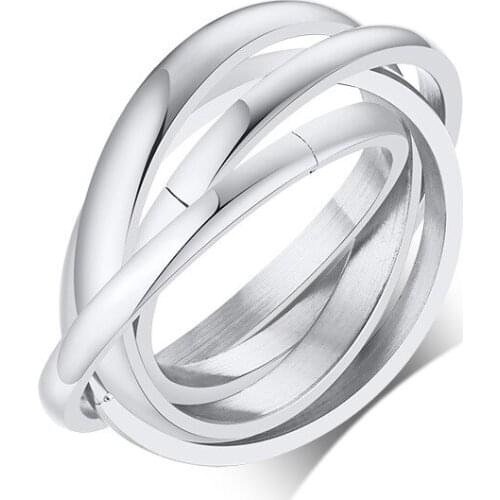 4 In 1 Interlocked Circle Rings Stainless Steel Four In One Promise Ring for Woman Engagement Valentines Day Gift